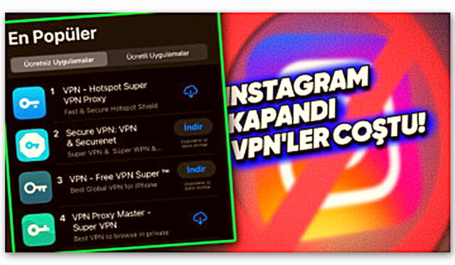 Instagram Erişime Kapatıldı, VPN Uygulamaları Coştu! VPN’ler, Mağazalarda En Popülerler Arasına Girdi